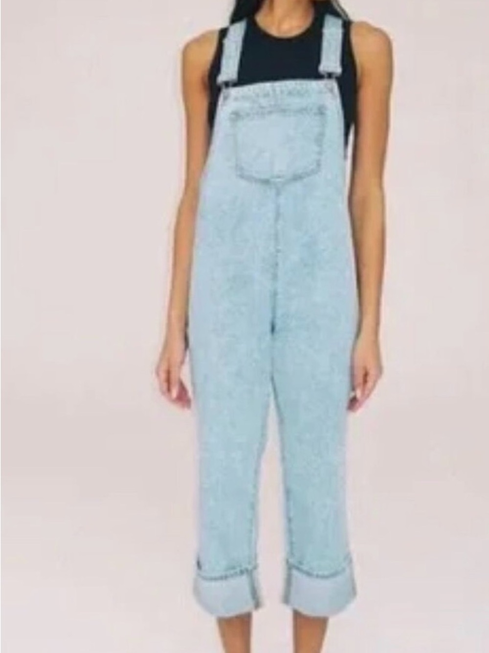 WeWoreWhat Light Wash Denim Cropped Overalls Size XS